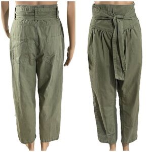 La Vie Rebecca Taylor Tie Front Paperbag Waist Pants Sage Green Size 28